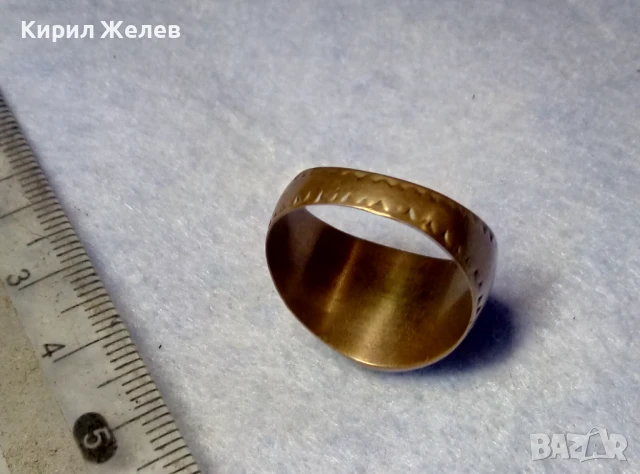 СТАРИНЕН КЛАСИЧЕСКИ КАТАЛИНЕН МЕДЕН ПРЪСТЕН СТИЛНО РЪЧНО ОРНАМЕНТИРАН РЯДКО РЕТРО БИЖУ 41174, снимка 10 - Антикварни и старинни предмети - 50528655