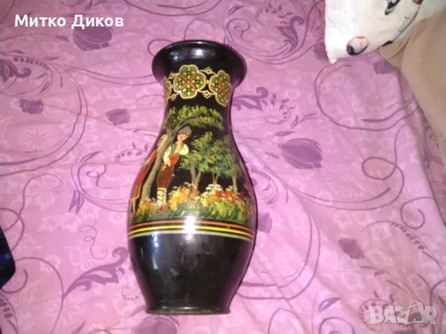 Ваза рисувана от соца за украса на ДПУ Асеновград Н-375мм фи горе 155мм и фи долу -110мм