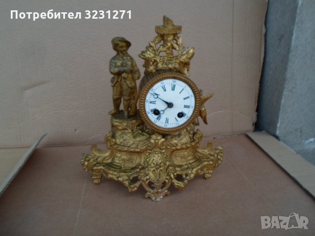 Старинен френски каминен/бодуарен часовник-работещ