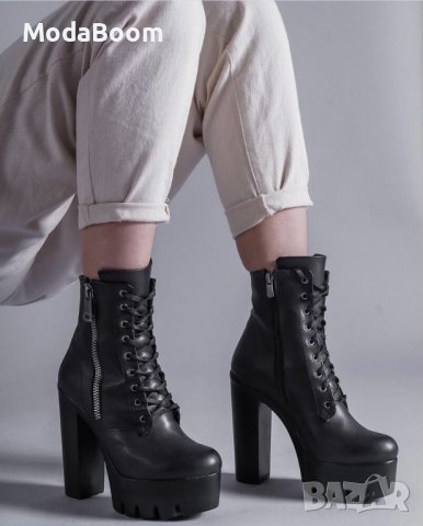 🔝Модерни и стилни дамски черни боти на ток🔝