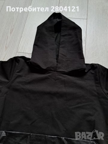 Дамска черна блуза с дълъг ръкав и качулка, снимка 2 - Блузи с дълъг ръкав и пуловери - 38308518