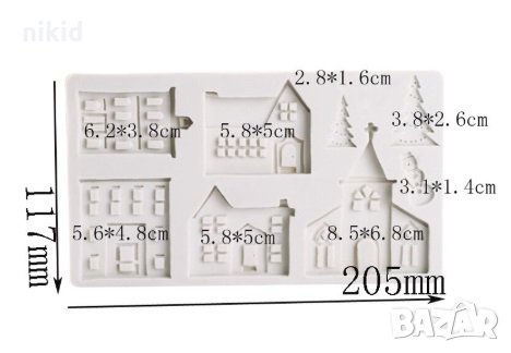 Зимно селище къщи къща сгради огромен силиконов молд форма фондан шоколад глина смола декор украса, снимка 2 - Форми - 27528302