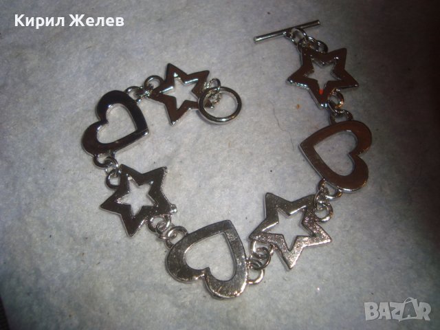 ЕМАЙЛИРАНА СРЕБРИСТА ФИГУРАЛНА АРТ ГРИВНА СЪРЧИЦА ЗВЕЗДИ от БЛАГОРОДНА СТОМАНА НЕРЪЖДАЕМА 31480, снимка 3 - Гривни - 38042467