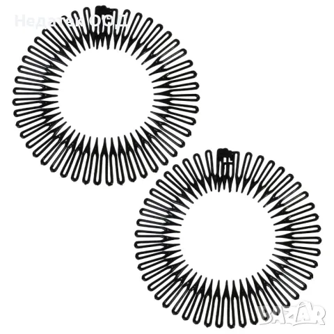 Гребен, Дамски, Кръгъл, Черен, 2 бр.