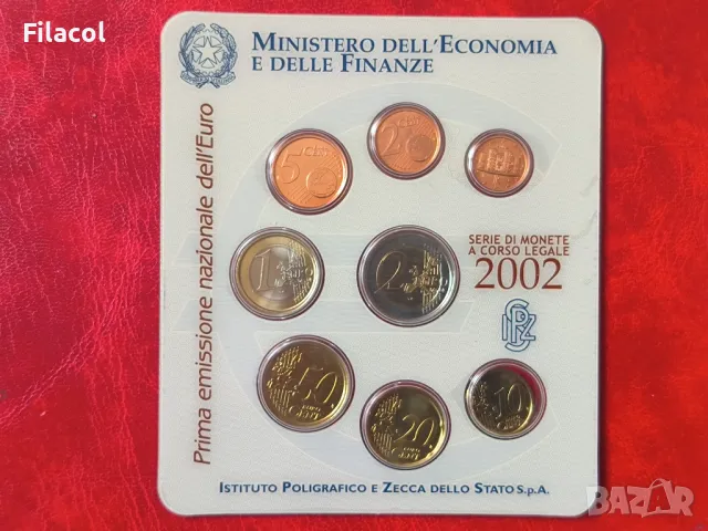 Банков сет Италия 2002 година Първа емисия на еврото, снимка 2 - Нумизматика и бонистика - 49240103