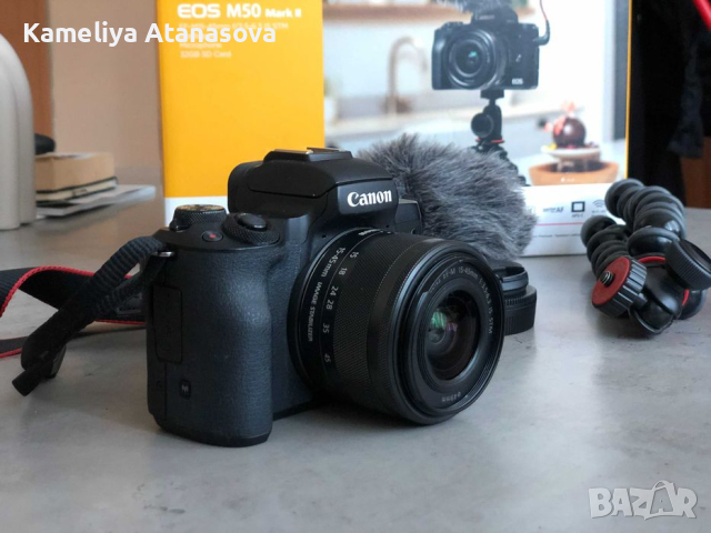 Безогледален фотоапарат Canon - EOS M50 Mark II + Vlogger KIT, снимка 3 - Фотоапарати - 44930483