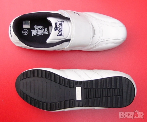 НОВИ Оригинал LONSDALE Мъжки Кожени МАРАТОНКИ № EU 42 Спортни Обувки Сникърси с Велкро Лента БАРТЕР, снимка 4 - Маратонки - 52179414