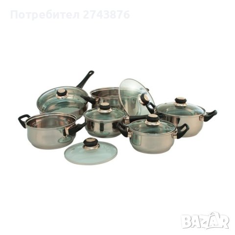 КОМПЛЕКТ МЕТАЛНИ ТЕНДЖЕРИ - СТЪКЛЕН КАПАК RUBINO