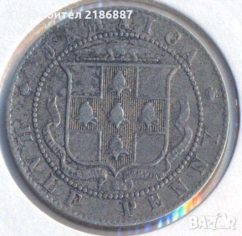 Монета стара остров Ямайка 1/2 пени 1916 година