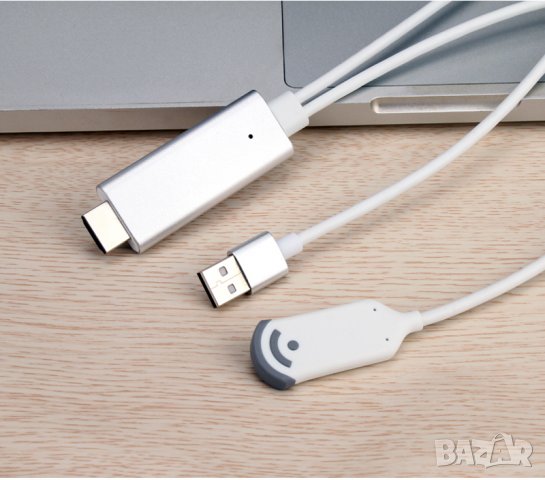Безжичен WiFi кабел HDMI адаптер към телевизор HDTV видео конвертор за iPhone Samsung Xiaomi Huawei , снимка 4 - USB кабели - 33260041