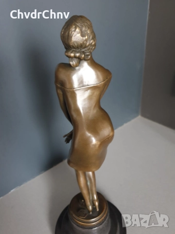 37см-4кг Collinet статуетка/еротика/френска бронзова скулптура/фигура на жена-танцьорка, снимка 4 - Статуетки - 52906084