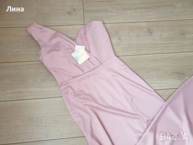 Прелестна дълга сатенена рокля , снимка 3 - Рокли - 51293079