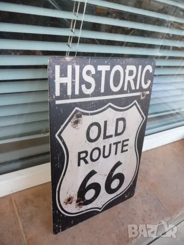 Метална табела Historic Old Route 66 Историческата магистрала дупки куршуми, снимка 2 - Декорация за дома - 49068837
