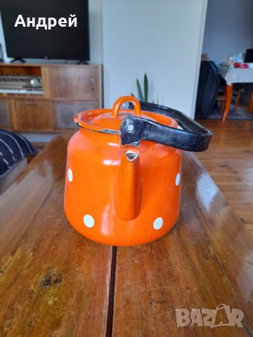 Стар емайлиран чайник #47, снимка 2 - Антикварни и старинни предмети - 38207300