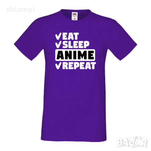 Мъжка тениска Anime,Eat,Sleep,Anime,Repeat,Ядене,Спане,Подарък,Повторение,Празник,, снимка 13 - Тениски - 36418841