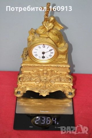 Позлатен бронз каминен часовник фигура жена религиозен кръст, снимка 18 - Антикварни и старинни предмети - 51451984