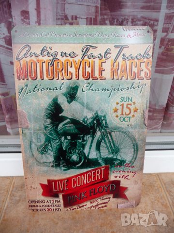 Метална табела мотор стар състезателен мотокрос състезание  