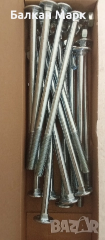 Коларски болтове с гайки – 10x200, DIN 603, поцинковани,15бр. (внос от Германия) 