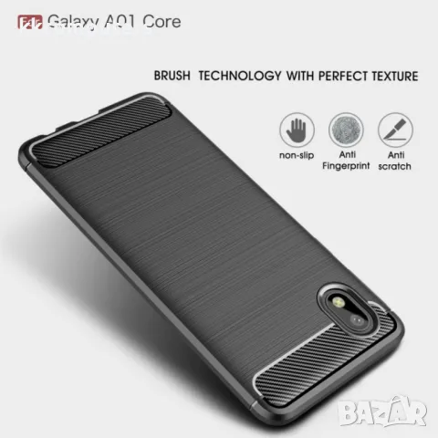 Samsung Galaxy A01 Core Удароустойчив Carbon Fiber Калъф и Протектор, снимка 5 - Калъфи, кейсове - 48625484