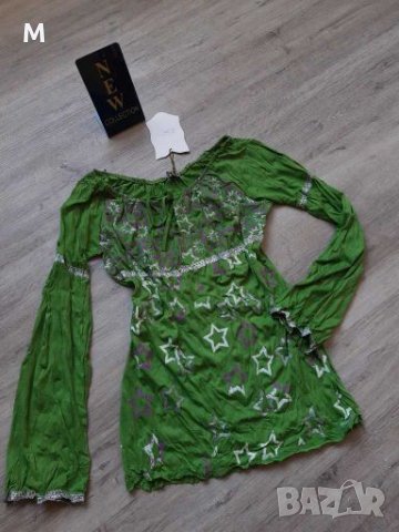 Нова колекция зелена блуза на намаление