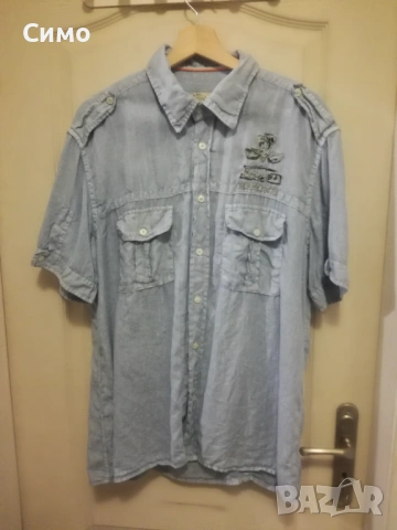 МASON'S - Ленена Мъжка Риза Къс Ръкав, снимка 2 - Ризи - 53201937