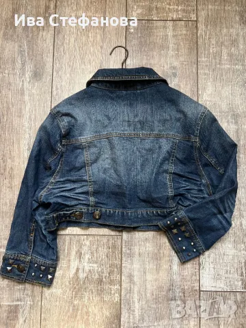 Дамско дънково яке тип къса риза болеро  ежедневно елегантно еластичен син  деним, снимка 3 - Жилетки - 50071277