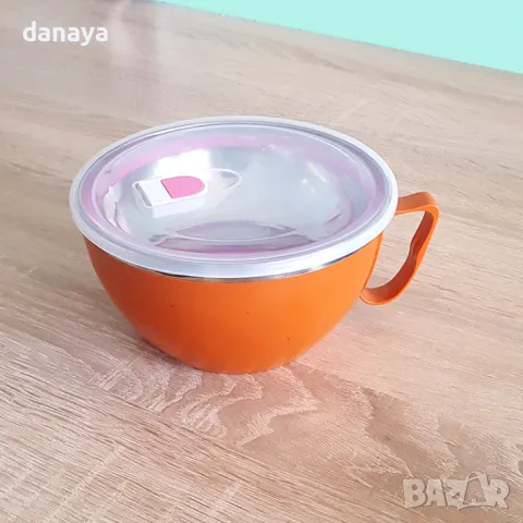 968 Голяма чаша за супа с вакуум капак и дръжка 500ml купа с дръжка, снимка 6 - Чаши - 49751501