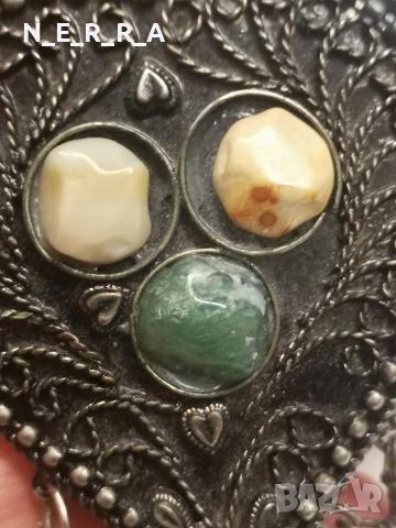 Дълъг старинен медальон с ахати, снимка 4 - Антикварни и старинни предмети - 53191023