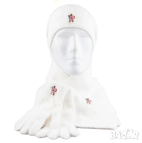 пухена шапка, шал и ръкавици Moncler , снимка 4 - Шалове - 51403287