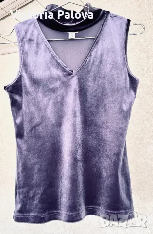 Красива блуза/топ  кадифе PARAH INTERNATIONAL Италия, снимка 2 - Корсети, бюстиета, топове - 50359036