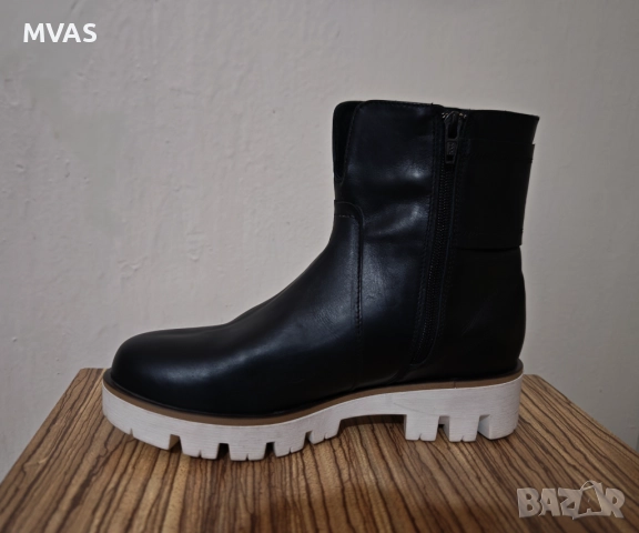 Нови дамски боти естествена кожа - 45% черни на платформа 36 размер, снимка 4 - Дамски боти - 30552607