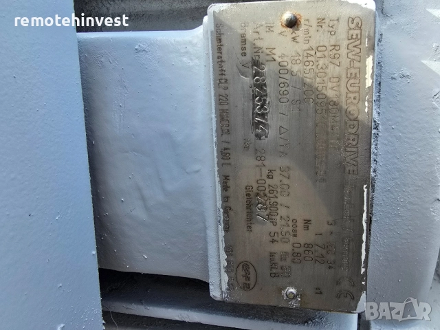 Мотор-Редуктор SEW-Eurodrive R97 DV180M4 18.5 kW, снимка 3 - Други машини и части - 51900489