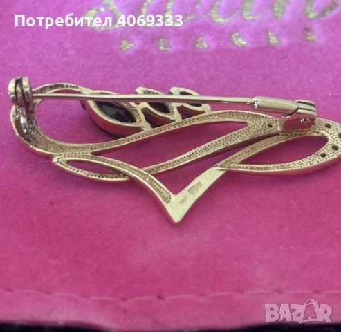 Руска Златна брошка с естествени камъни, снимка 12 - Колиета, медальони, синджири - 49874324