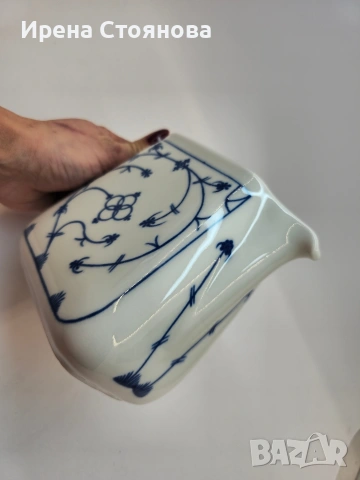 Кана за мляко с декор сламено цвете, "Indisch Blau" Walter. Кана за мляко с декор сламено цвете , снимка 6 - Сервизи - 53390121