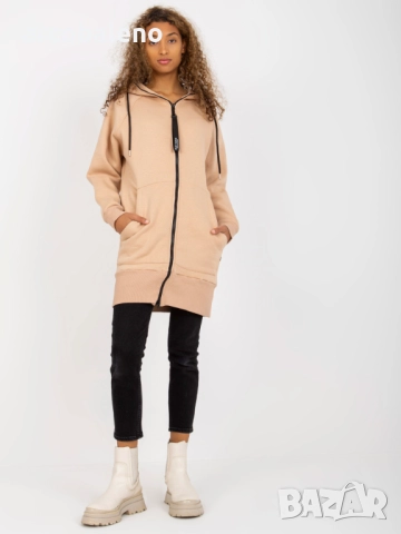 Дамски дълъг преходен суичър с цип и качулка, 3цвята , снимка 7 - Суичъри - 52934336