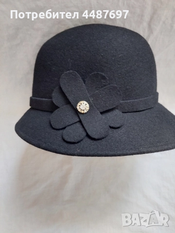 Дамска филцова шапка, снимка 2 - Шапки - 52824087