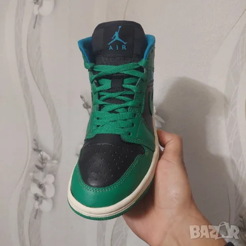 оригинални маратонки  Nike Air Jordan 1 Retro Mid Lucky Green Aquatone номер 36 -36,5, снимка 12 - Маратонки - 47466124