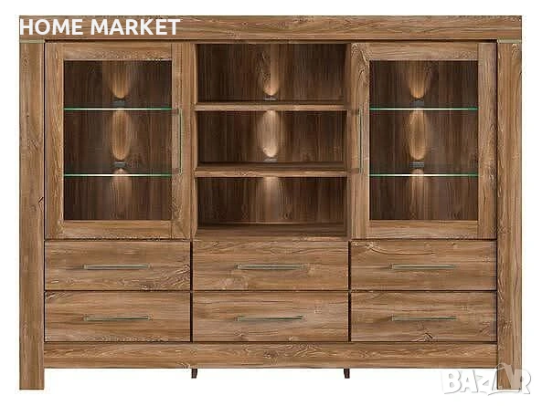 Витрина GENT KOM2W6S/13/17 с LED осветление  Размери:  Дълбочина: 42см  Широчина: 166см  , снимка 6 - Секции и витрини - 53562571