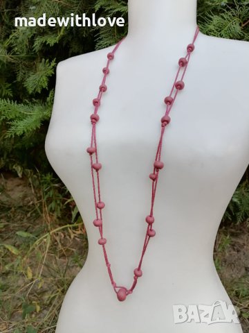 Ръчно изработен дълъг гердан от полимерна клина, снимка 2 - Колиета, медальони, синджири - 43245180