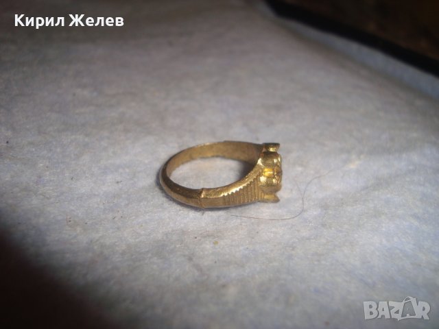 СТАР ПОЗЛАТЕН БРОНЗОВ ФЛОРАЛЕН РЕТРО ПРЪСТЕН МАЙСТОРСКА РЪЧНА ИЗРАБОТКА 27622, снимка 7 - Антикварни и старинни предмети - 37512707