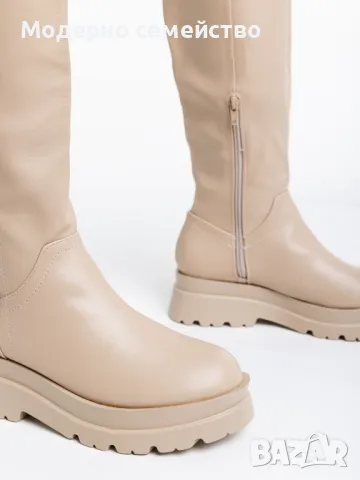 ПРОМО ЦЕНА !! Дамски стилни ботуши в бежаво , снимка 2 - Дамски ботуши - 48103925