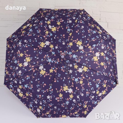 2274 Сгъваем автоматичен чадър за дъжд двоен автомат, цветни орнаменти, снимка 6 - Други - 33611024