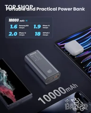 Нов Компактен 30W Power Bank батерия 10000mAh за Смартфони и Таблети, снимка 8 - Друга електроника - 49639593