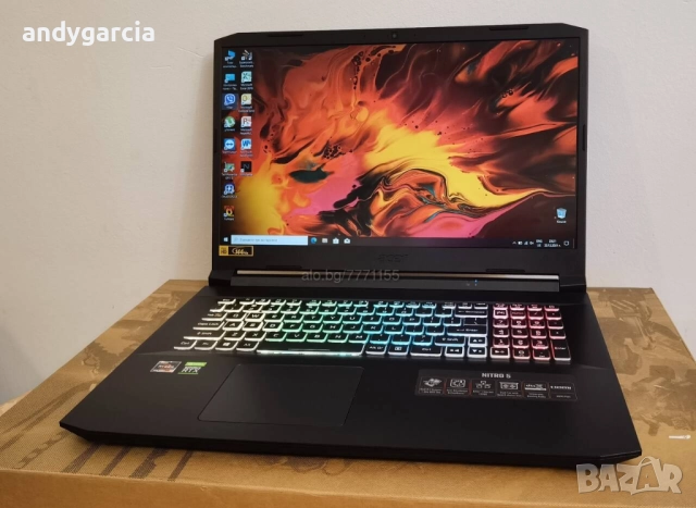 NVidia RTX 3070 8GB/AMD Ryzen 5/16GB RAM/512GB SSD/17.3 FHD 144hz IPS/Acer Nitro 5, снимка 3 - Лаптопи за игри - 51973102