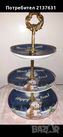 НОВ ! ПОРЦЕЛАНОВ  ПОДНОС за СЕРВИРАНЕ на СЛАДКИ , снимка 2 - Сервизи - 47646153