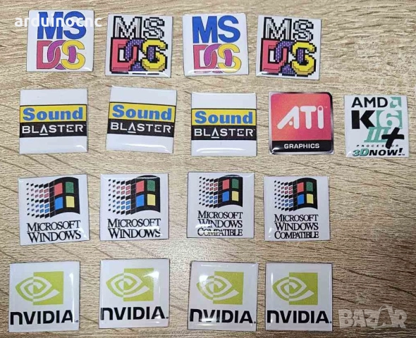Ретро емблеми за компютърни кутии – 8088, 286, 386, 486, Pentium, K6, Voodoo, Sound Blaster