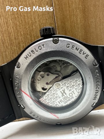Часовник Hublot Sceleton Автоматичен Modified Неръждаема стомана Минерлно стъкло Гума Кутия, снимка 10 - Мъжки - 44025547