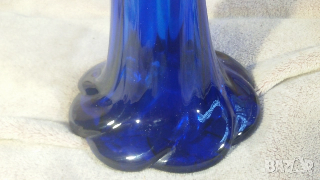 Висока стъклена синя ваза 57.5 сантиметра, снимка 2 - Вази - 51688605