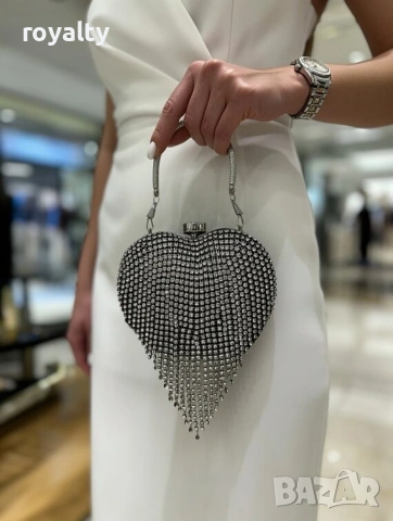 Дамска чанта - черна със сребристи камъчета, снимка 5 - Чанти - 53281812