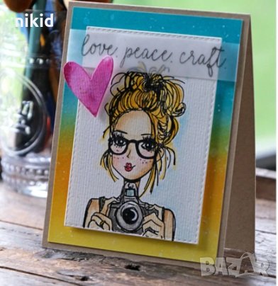 Жена с фотоапарат малък силиконов гумен печат декор бисквитки фондан Scrapbooking, снимка 2 - Други - 32318461